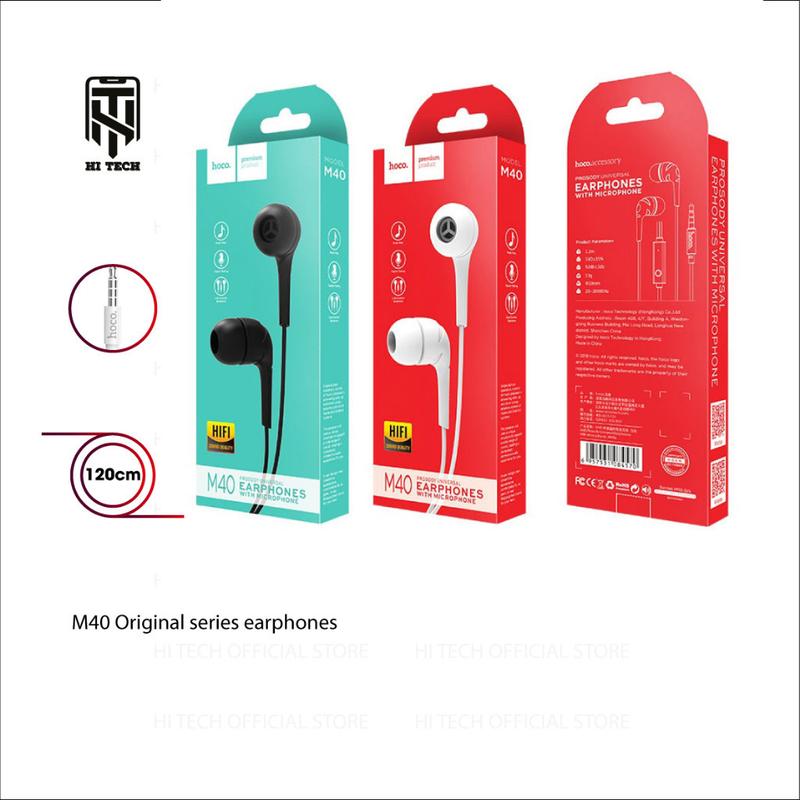 Tai nghe Hoco M40 kèm Mic thoại Dây TPE đàn hồi Jack 3.5mm cho Smart phone - Table.