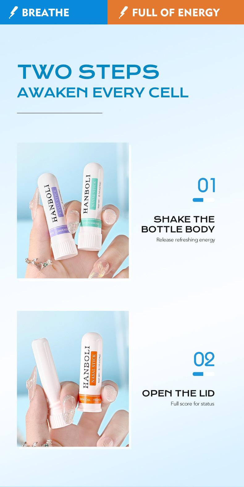 Product Introduction of 【COD】Han Boli Vitality Energy Bar Set Box Nasal Inhalation Refreshing and Refreshing Artifact to Prevent Dozing and Drowsiness While Driving Oral Comfort Cleansing 10