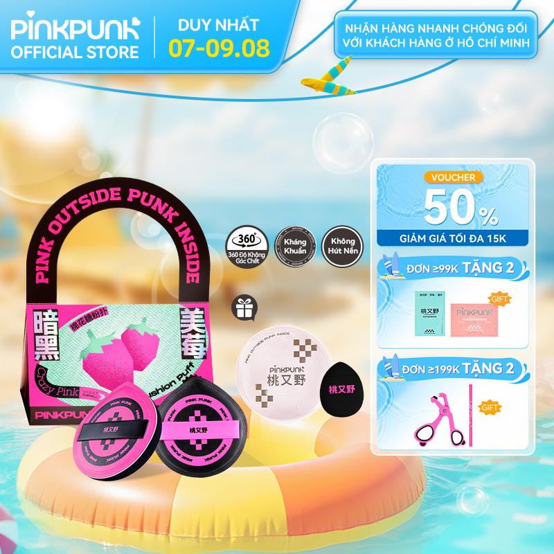 【COD Set bông mút PinkPunk Mút trang điểm chất liệu cotton rubycell mềm mại có thể dùng khô hoặc bóp ẩm không hút kem nền cosmetic trang điểm mút pinkpunk
