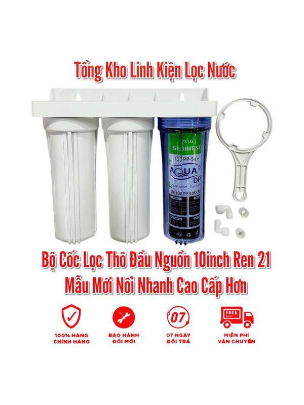  Bộ Lọc Nước Sinh Hoạt 3 Cấp Lọc Thô 10inch - Thế Hệ Mới Nối Nhanh - Đầy Đủ Gía Đỡ Tay Vặn Lõi 123 Cút Ren 21 Ra Dây 10 