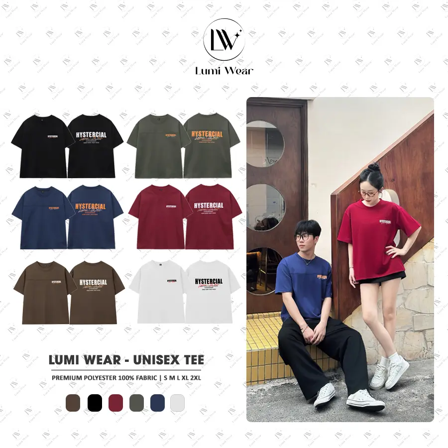 [ DEAL KÈM QUÀ ] Lumi Wear Áo Thun Form Boxy Nam Nữ Unisex In 2 Mặt Chất Polyester Cổ Tròn B01 Basic Thoải Mái Cho Nam Và Nữ