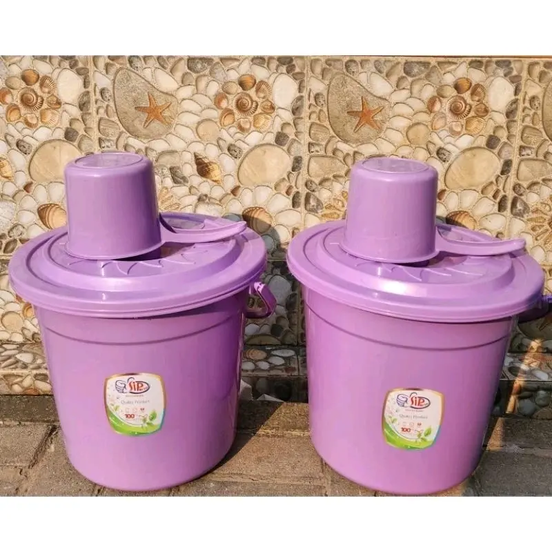 Ember Plastik 6 Galon/15 Liter Ungu Merk Siplbrolo + Tutup Free Gayung Mandi Ungu/Ember Mandi Tebal Warna 2
