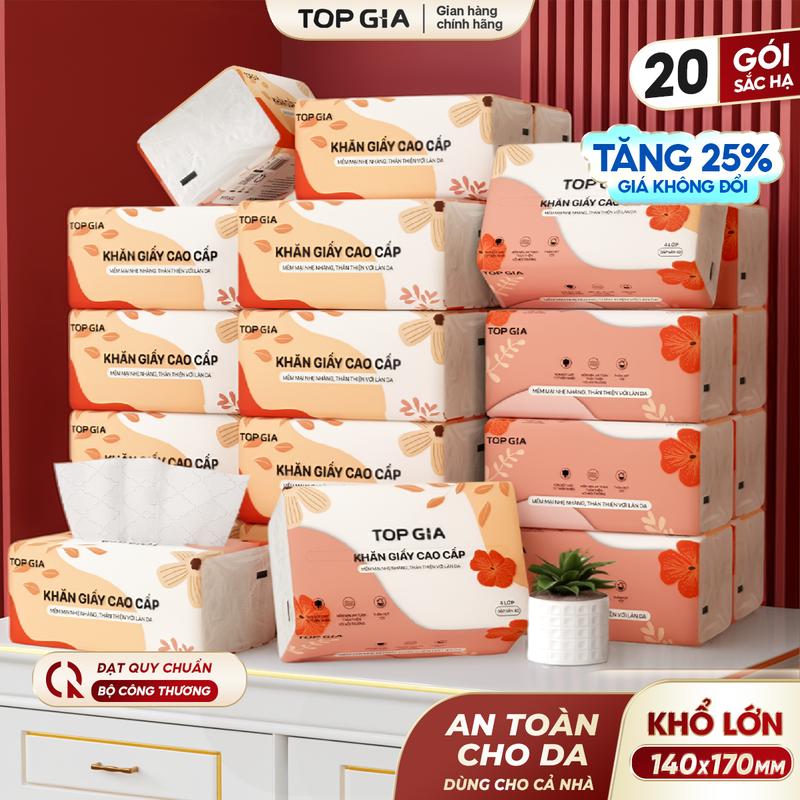 THÙNG 20 GÓI Khăn Giấy Sắc Hạ TOP GIA Bản To, Giấy ăn phiên bản to dùng th