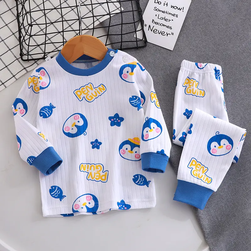 SET BAJU TIDUR BABY ANAK PENGUIN FULL PRINT / PIYAMA SET PENGUIN ANAK 0