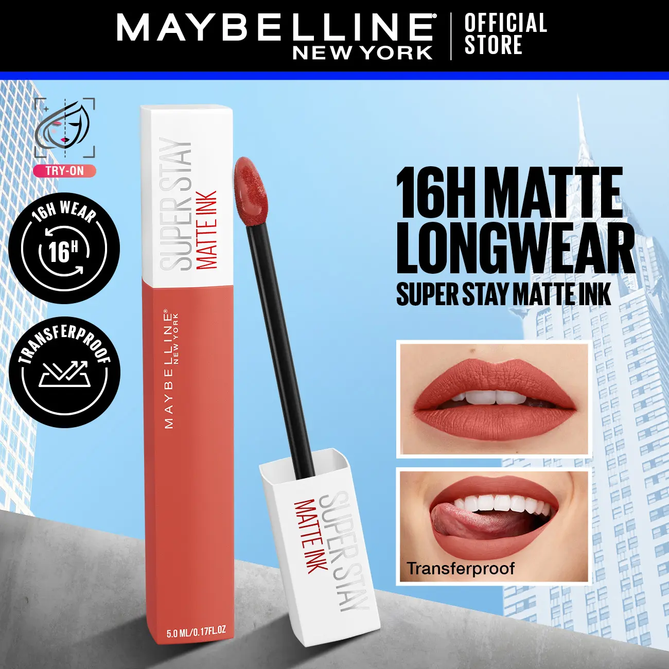 Maybelline Super Stay Matte Ink Long-lasting Liquid Lipstick - All Ranges (16 Hour Long wear/Waterproof/Smudge-proof/Transfer-proof)