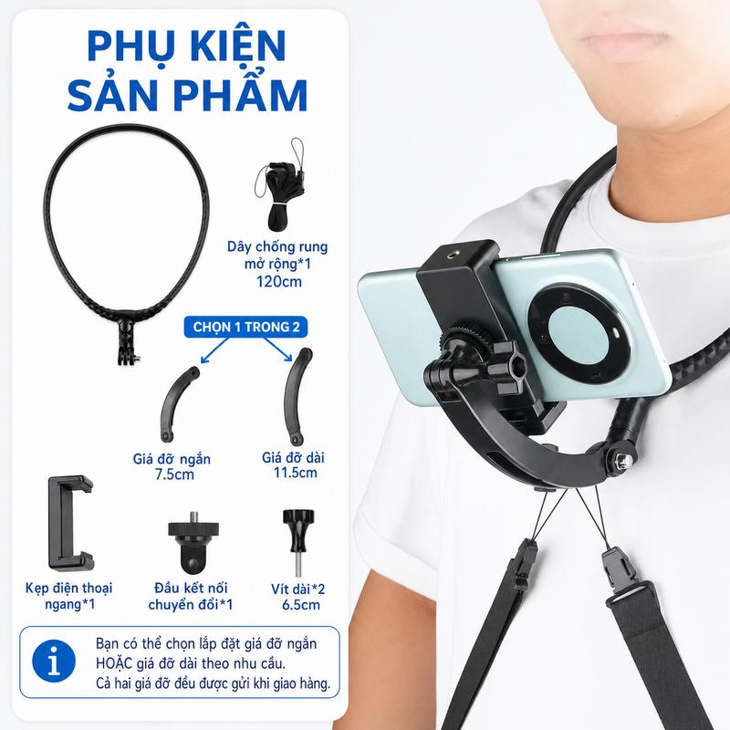 SHISUO VLOG 2 PRO Giá Đỡ Điện Thoại Đeo Cổ Không Che Màn Hình - Quay Vlog, Livestream, Lái Xe Xem Map Tiện Lợi Màn Hình Luôn Rõ, Tay Thả Tự Do