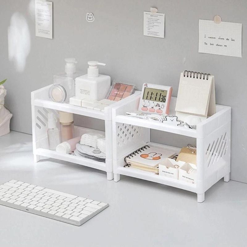 Combo 2 Kệ Nhựa Mini 2 Tầng Hàn Quốc Đựng Đồ Đa Năng Siêu Xinh Kệ Xếp Gọn Trang Trí Để Bàn Đồ Kệ Mỹ Phẩm
