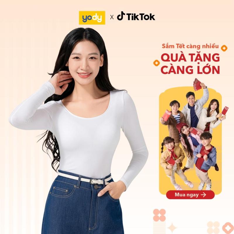 SALE 30% YODY Áo Thu Đông Nữ Cổ Tròn Rộng Mềm Mại ATN7025
