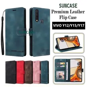 Case for VIVO Y12 Y15 Y17 model flip buka tutup casing standing ada tempat foto dan kartu juga tali hp