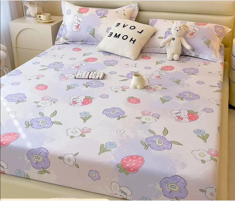 Product Introduction of 100% Cotton Bed Fitted Sheets With Elastic +2pc Pillowcases Adult Kids Girls Princess Twin Full King Queen Mattress Cover B84 26