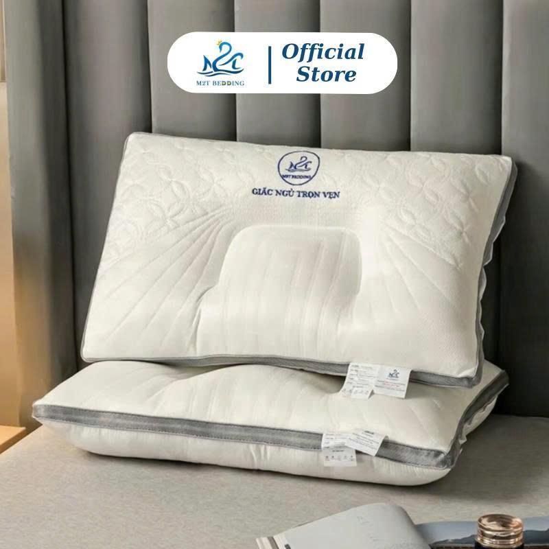 Combo 2 gối công thái học M2T BEDDING phiên bản PRO thiết kế công thái học hỗ trợ tư thế ngủ tránh mỏi vai gáy kích thước 48x74cm