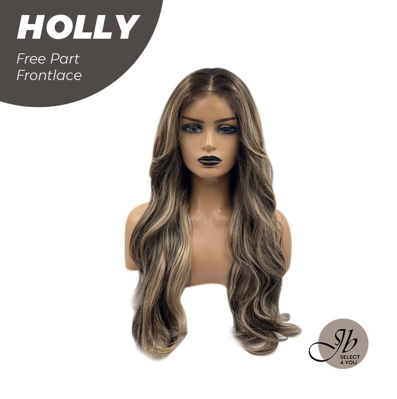 JBSELECT4YOU 24 Inches Brown With Highlight Wave Pre-Cut Free Part Frontlace Glueless Wig HOLLY 1