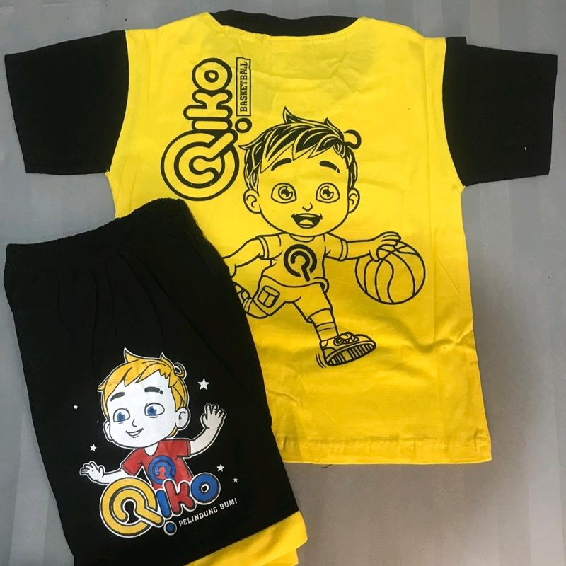 SETELAN KAOS ANAK KATUN COWOK LENGAN PENDEK CELANA PENDEK MOTIF (WARNA RANDOM) 3