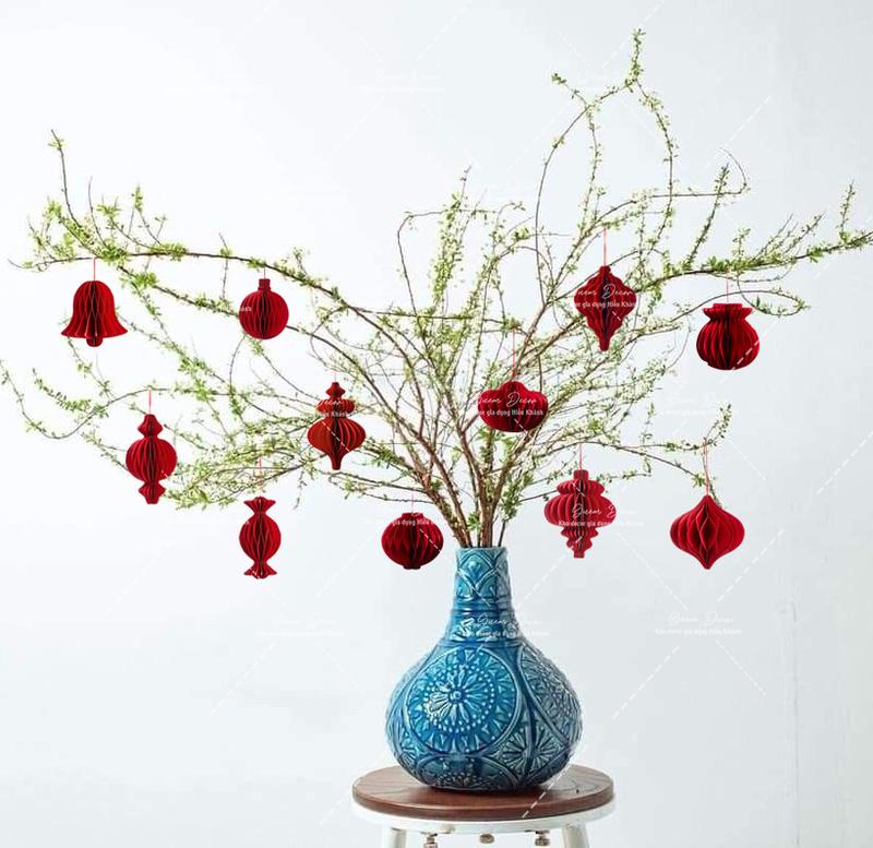  Đèn lồng Giấy Xếp Loại Dày Cứng nghệ thuật Cầu Tổ Ong mini treo cây treo đào mai treo bình hoa Trang Trí Tết Trung Thu Giáng Sinh decor nhà cửa chất liệu giấy loại dày cứng cáp giữ form thiết kế độc đáo 