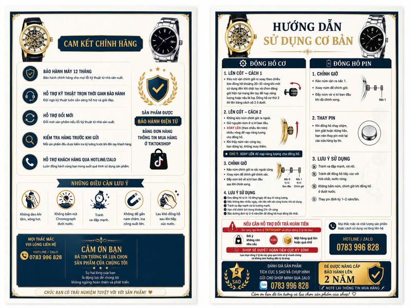 VUI LÒNG ĐỌC KỸ HƯỚNG DẪN SỬ DỤNG THÔNG TIN ĐI KÈM ĐỒNG HỒ NAM CƠ VÀ PIN…