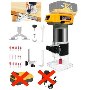 Cordless Compact Router for Dewalt 20V Battery,cutting 6-Speed Adjustable Trimmer, 800W - 30,000 RPM Brushless Motor Handheld Tool with 15pcs 1/4" Shank Bits for DIY & Crafting (No Battery)