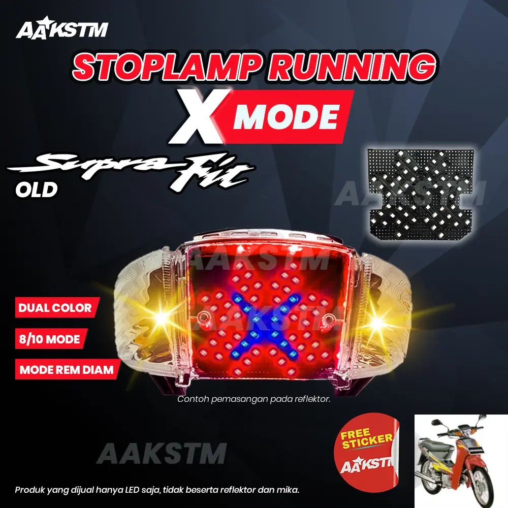Lampu Rem LED Supra Fit Old X Mode LED 8 10 Mode Running Lampu Belakang Variasi Modifikasi Motor