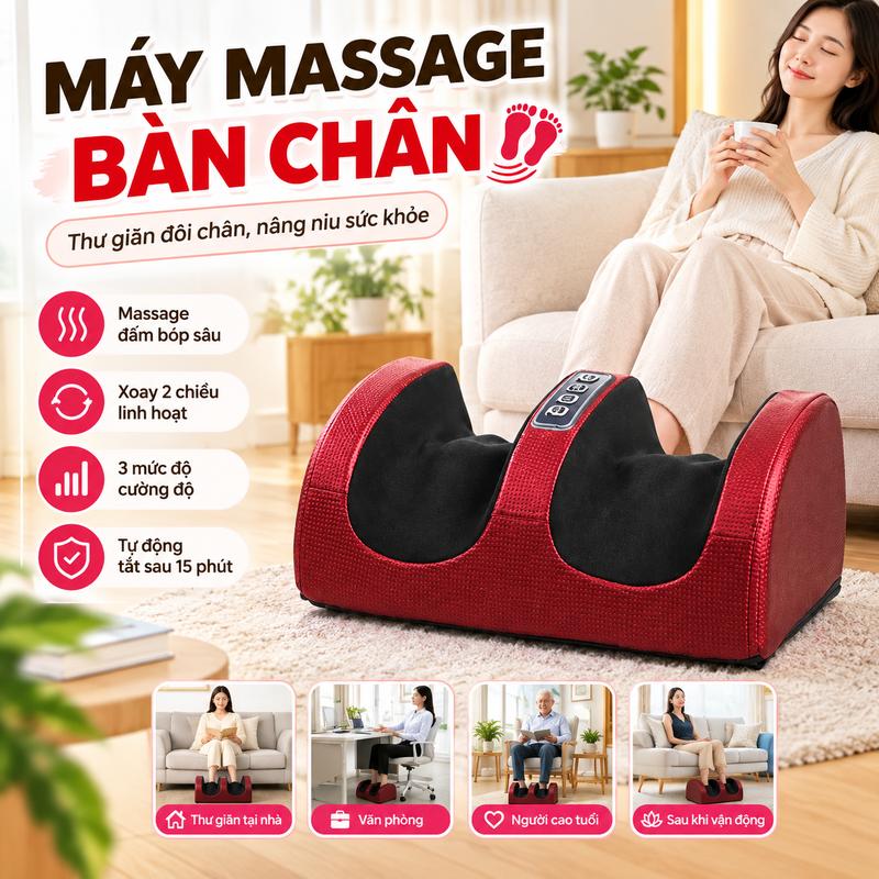 Máy massage chân hồng ngoại bản cao cấp mát xa bấm huyệt xoa bóp bàn chân tự động dành cho người lớn tuổi và dân văn phòng