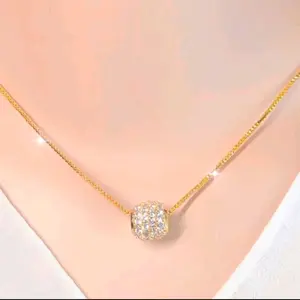 Kalung Itali Titanium Liontin Bola Gold Aksesoris Wanita Dewasa Elegan Anti Luntur