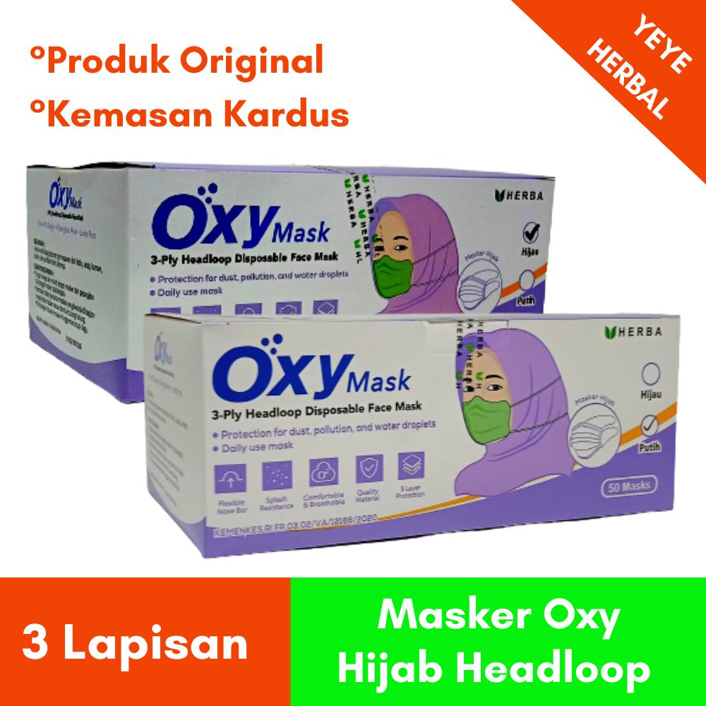 Masker Hijab Oxy Mask 3 Ply Headloop (Hijab) Disposable - Putih