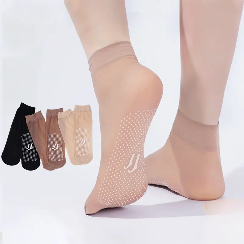 Women's Ankle Socks Ultra-thin Elastic Rubber Points Anti slip Foot Massage Anti-hook Silk Breathable Socks