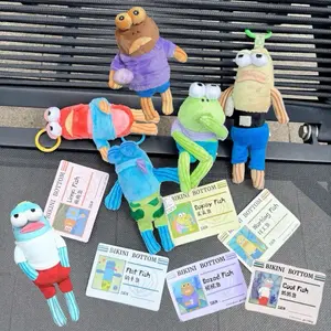 SpongeBob Bikini Bottom Buddies Keychain KEWONG SELECTED Plush Gantungan Kunci Ikan Lucu Kocak Mainan Bag charm