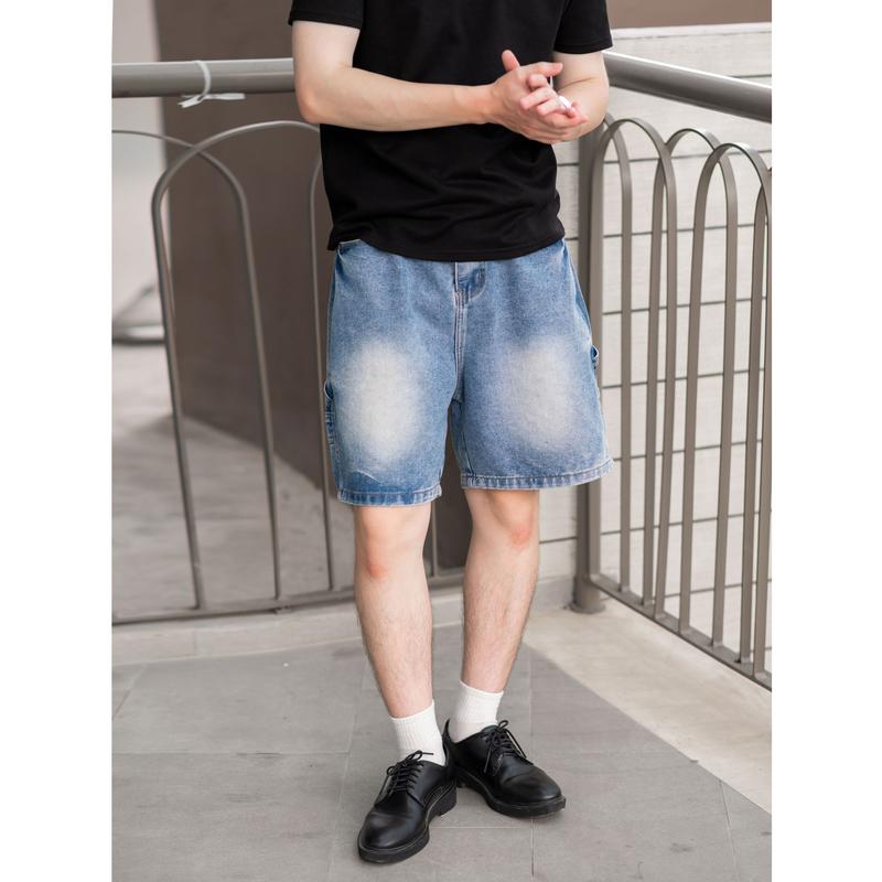 [MỞ BÁN] Quần Short Jean Nam Xanh Wash, Quần short bò QTHOUSE khuy cài, chất liệu Denim, form Regular Fit mặc trên gối