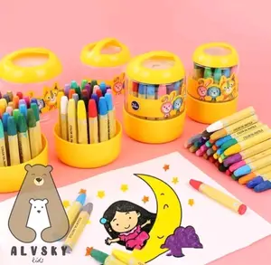 CRAYON ANAK ISI 12 / 24 WARNA / CRAYON DESAIN BARREL MUDAH DIAMBIL Stationery