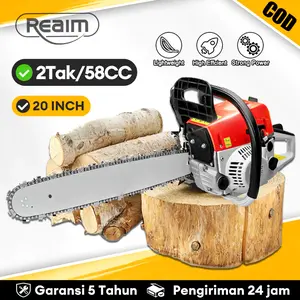 Mesin Potong Kayu 52CC 20inch Chainsaw 2Tak Untuk Gergaji Mesin Alat Outdoor Mesin Gergaji Kayu Gergaji Potong Pohon Kayu Tabung Mesin Potong Kayu 58CC 2-Tak 22 Inch Gergaji Kayu Profesional & Alat Potong Pohon Efisien