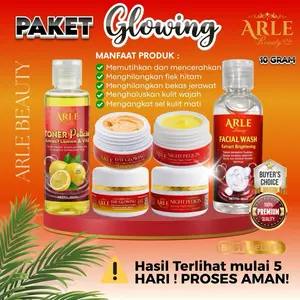 Arle Beauty Paket Glowing 10 Gram - 4 in 1  Toner Pelicin, Night Pelicin, Day Glowing, & Facial Wash untuk Kulit Cerah