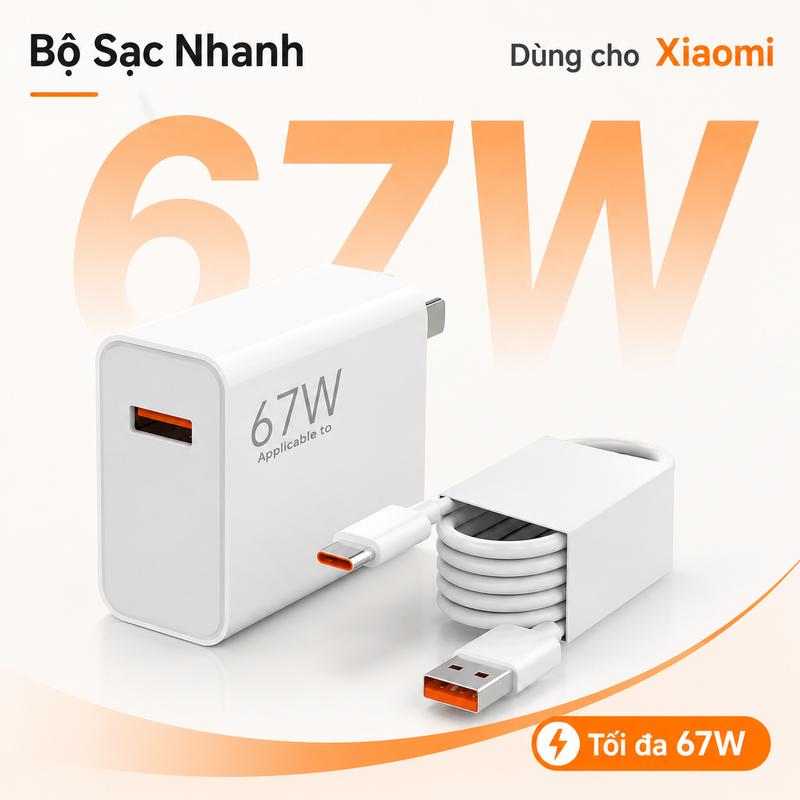 Dành Cho Xiaomi Redmi POCO Bộ Sạc Siêu Nhanh Mi Turbo Charge 67W Kèm Cáp USB A…