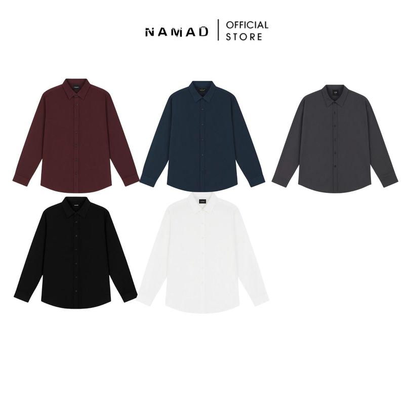 NAMAD x Thành Đơn Giản Áo Sơ Mi Cổ Đức NAMAD Dài Tay Chất Liệu Kaki Cotton Mềm Mịn Forrm Rộng Thấm Hút Mồ Hôi C14