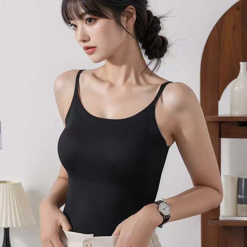 New seamless all-in-one fixed-cup camisole, a short tube top that can be worn outside the chest Womenswear Lingerie turtleneck  tank Suspenders Vest Comfort Basic girl rave outfits zahide crop
