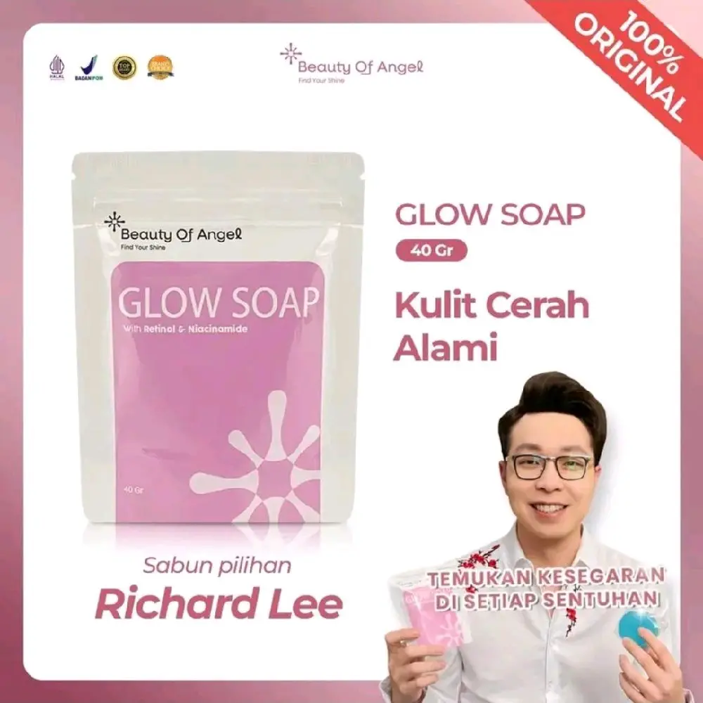 Sabun Beauty Of Angel Glow soap 40 GR sabun pencerah wajah dan badan untuk memudarkan flek hitam kerutan jerawat dan mencegah penuaan dini BPOM Perawatan Tubuh Membersihkan Mencerahkan Memutihkan Niacinamide Wangi membersihkan