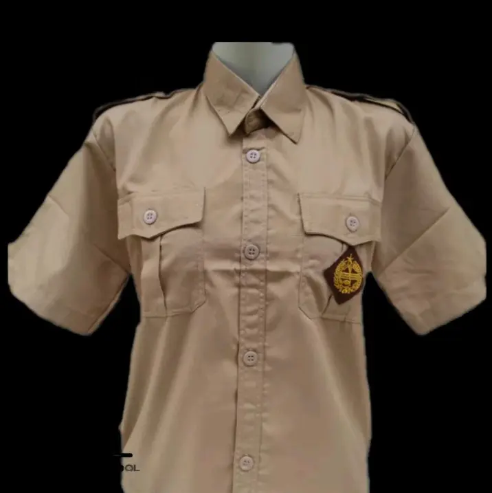 baju pramuka sd smp sma laki laki lengan pendek seragam sekolah Amel Uniform Coklat Pria Tebal Kancing  Formal Nyaman kemeja 6