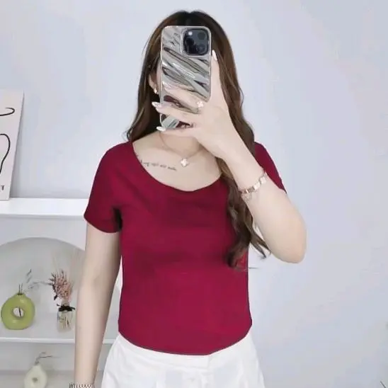 KAOS CROP TOP |Aurora Fashion | Bahan cotton lembut dan nyaman Atasan Katun Santai 3