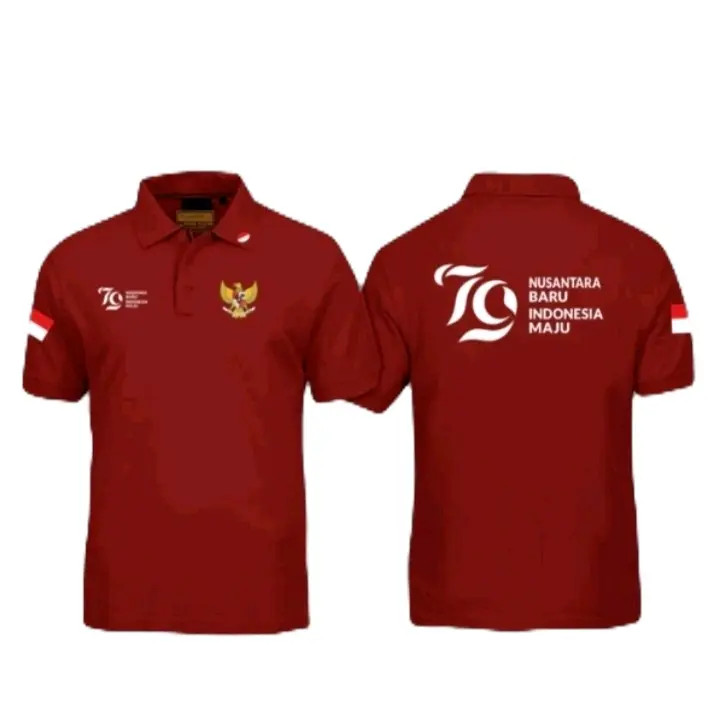 kaos kerah polo hut ri/17 agustus/republik indonesia...free sticker sablon logo sama bendera