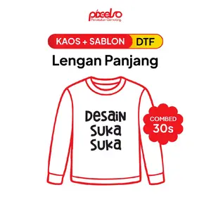 Kaos Lengan Panjang JADI 1 HARI Custom Katun Combed 30s Satuan Lusinan Sablon Full Color