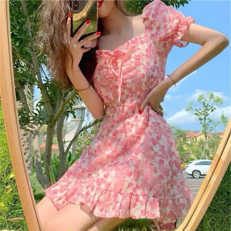 ￼Rosy Pink Mini Dress - Dress Casual Kasual / Dress Import Impor / Daisy Dress Floral Bunga / Summer Dress / Dress Merah Jambu / Tunik Gamis / Party Dress Sexy Seksi Panjang Wanita Vintage Midi Pendek