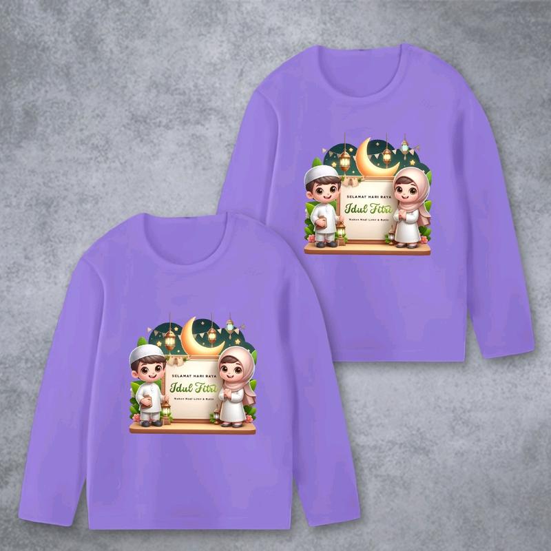 Baju Kaos Lengan Panjang Anak Cewek Cowok Edisi Lebaran Idul Fitri - Fashion Anak Motif 2