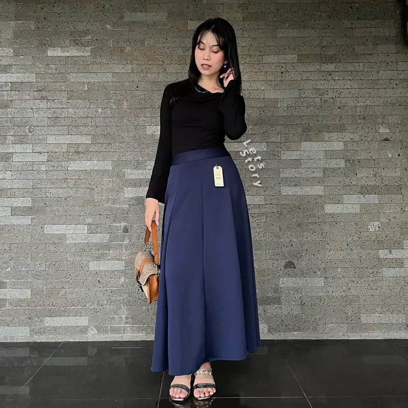 LIEFUNG Audy Skirt Rok Payung Wanita Loose Skirt Rok Wiru Wanita Jumbo bahan jatuh 5