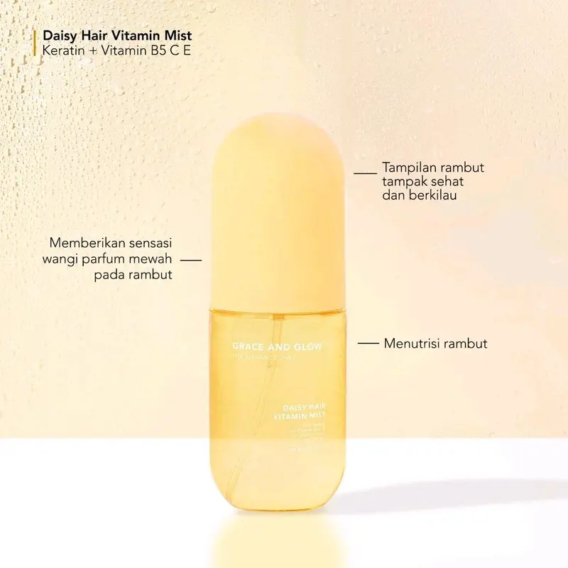 Grace and Glow Hair Vitamin Mist | Daisy | Haircare Perawatan/Treatment Rambut Spray untuk Melembutkan Rambut Kering dan Bercabang with Argan Oil 0