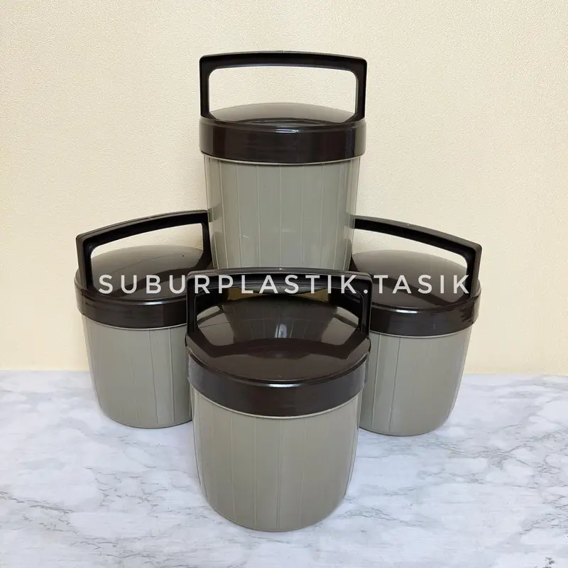[4 pcs] Rantang Susan Samyang 3 Sekat Dengan Tutup Dan Pegangan Tempat Bekal Plastik Serbaguna | Wadah Penyimpanan Nasi Kitchenware Gold 6