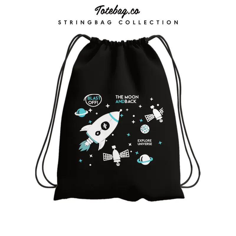 Tas Serut Astronot Motif Lengkap - Despo 38cm x 30cm - Unisex/Sekolah/Travel - Termurah 3
