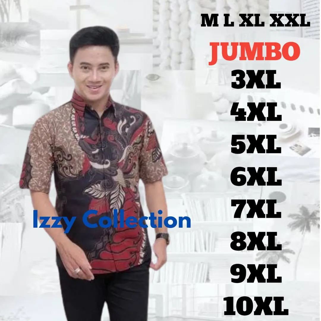 Baju batik jumbo|kemeja batik pria lengan pendek size jumbo
