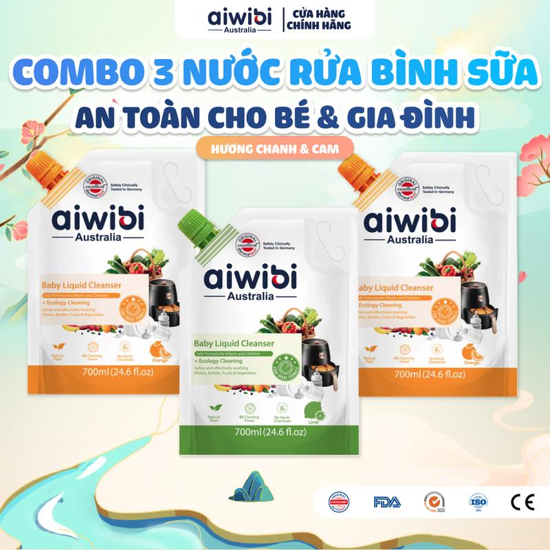 Nước Rửa Bình Sữa, Rau Củ Quả Aiwibi An Toàn Cho Gia Đình (Túi 700ml Dạng Gel)