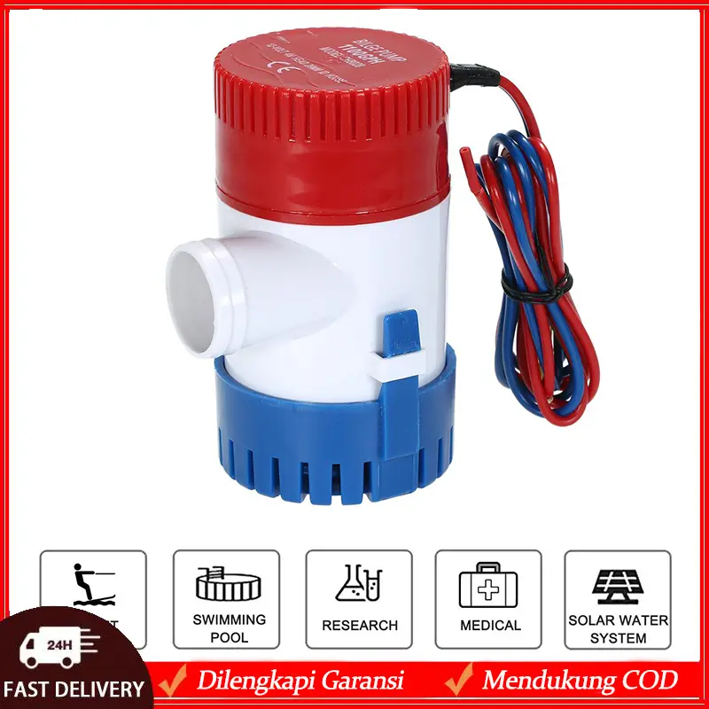 12V Electric Pump 1100GPH Marine Bilge Pump Submersible Boat Water Pump