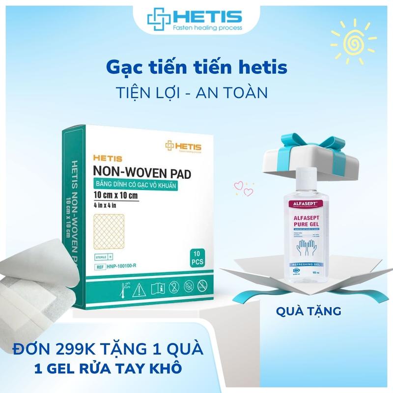 Bộ 10 Miếng Băng Dính Có Gạc HETIS Non-Woven Pad Thấm Hút Dịch Vô Khuẩn Dán Bảo Vệ Vết Thương - Nhiều size