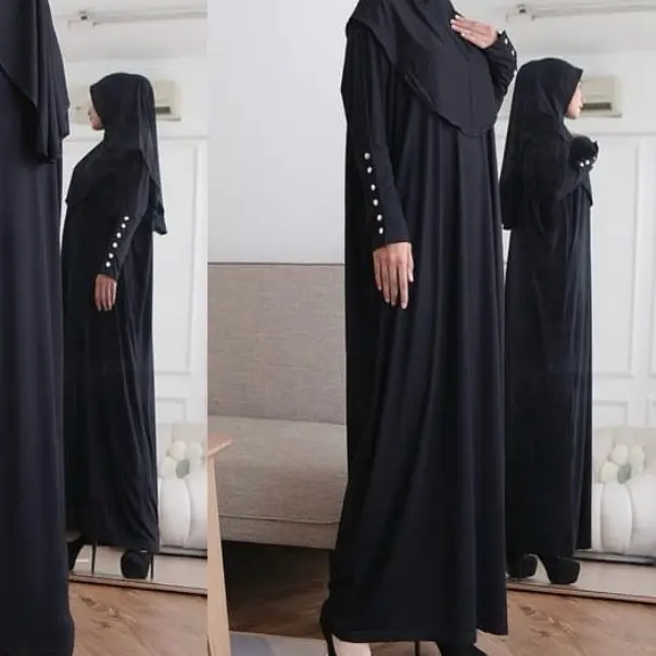 Humaira dress / dress kancing lengan / sress cotton spandex premium free hijam bergo