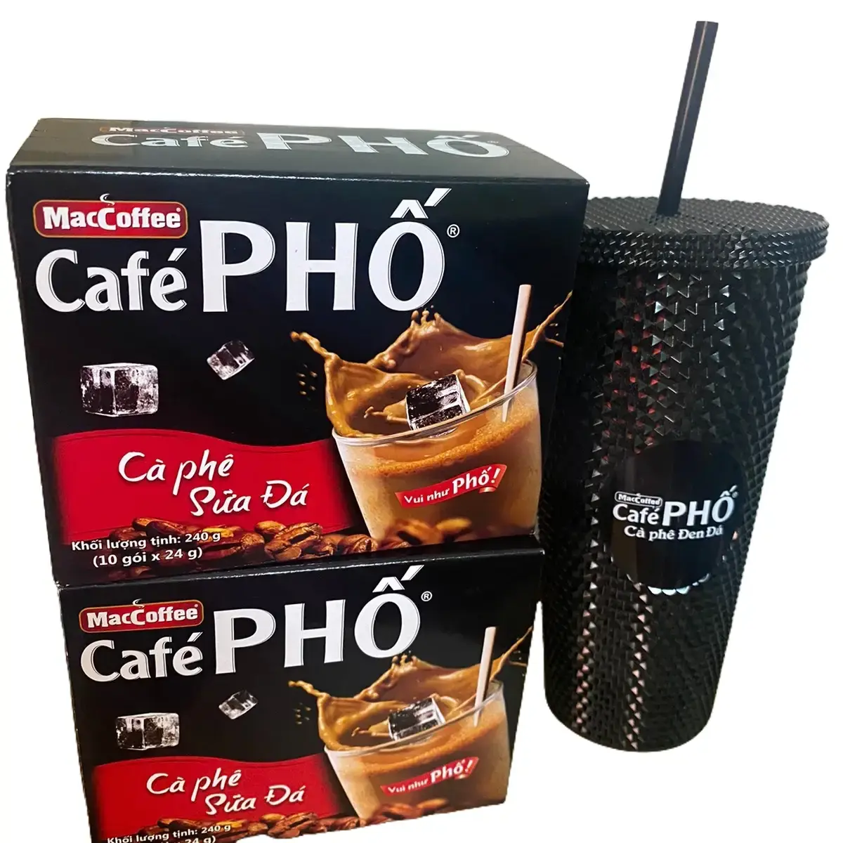 Combo 2 hộp Cafe Phố Sữa Đá tặng ly Kim Cương Đen 700ml Cà Phê Coffee